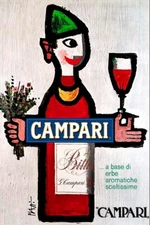 Poster poster poster advertising aperitif Campari vintage print 32x47 cm.