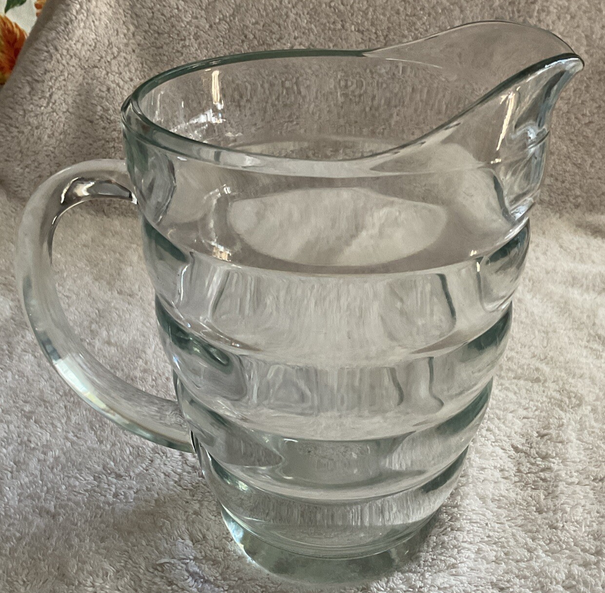 Vintage Glass Beehive Ribbed Beverage Pitcher MCM Mid Century Modern