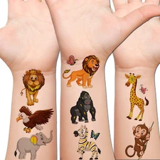 Glitter Animal Temporary Tattoos for Kids - 50 Styles Zoo Jungle Animal Fake Tat