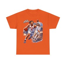 Jalen Brunson Basketball Player Action Tee Retro Court Illustration