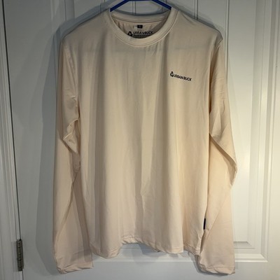 Urban Buck Men s Long Sleeve Athletic Workout Shirt S & M Beige Performance