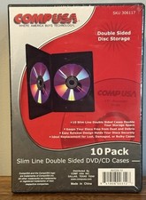 CompUSA 10-Pack Black 7mm Slim Double Sided CD DVD Movie Game Media Storage Case