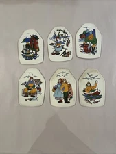 Lot Of 6 Figgjo Flint  FOLK ART Wall Tile  NORWAY Scandinavia