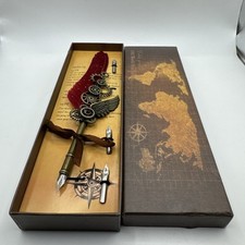 Steam Punk Calligraphy Kit Feather Quill Fountain Pen Dolin Youpin World Map