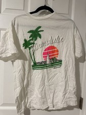 Vintage 90s Sz L Maui Oahu Mol Kauai Hawaii Beach Surf T-Shirt Single Stitch