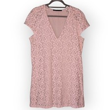 Zara Women Blush Pink Lace Overlay Cap Sleeve Dress XL