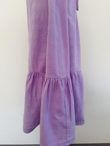 Princess Highway Cotton Midi Dress Size 8 Lilac Purple Puff Sleeve Tie Back - Picture 7 of 13