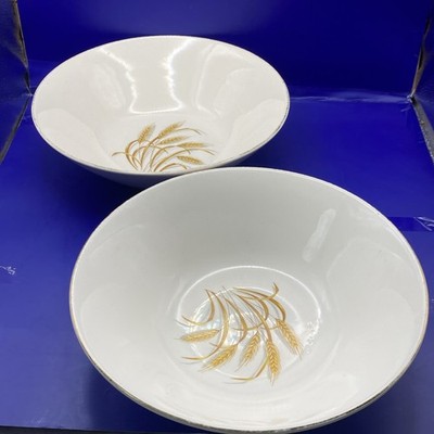 2 Homer Laughlin Golden Wheat 8. 5'' Round Vegetable Bowls  Vintage USA. A84