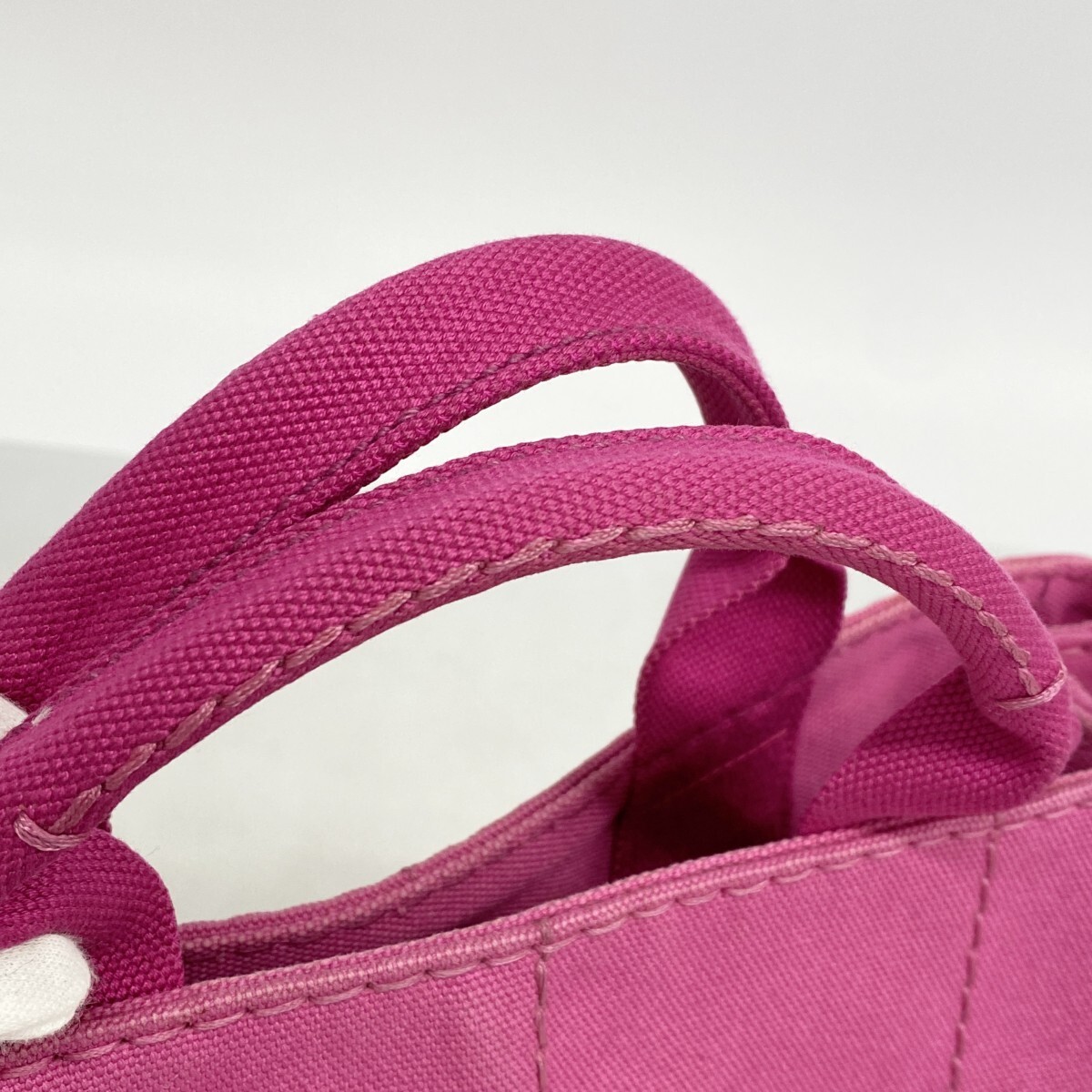 Prada Tote Bag Canapa Canvas Pink Gold Hardware Used Ladies from japan thumbnail 8