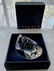 STEUBEN DOUBLE HEART ART GLASS PAPERWEIGHT  IN ORIGINAL BOX