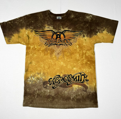 Aerosmith flüssigblau Batik Vintage 2008 neu mit Etikett Band Rock Tour T-Shirt Herren Large