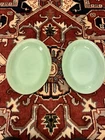 Fire King Jadeite Oval Ribbed 12" Wide Serving Platters, Set of 2, Vintage