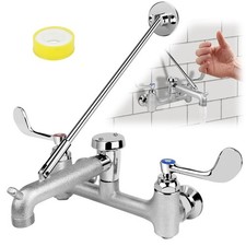 Commercial Mop Sink Faucet with Wrist Blade Handle, 8" Center Wall Mount