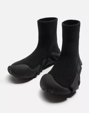 ZARA Men’s Sock Style High Top Sneakers - Black Knit Chunky Sole NWT Size 10/43
