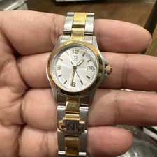 Runs Womens ESQ by Movado CNH 28mm Gold Silver Two Tone Watch New Battery Dainty