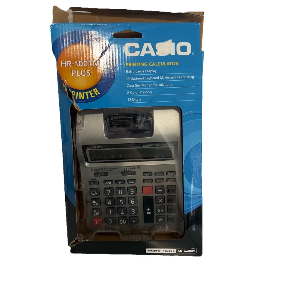 Casio HR-100TM Plus Mini Desktop Printing Calculator No Adapter Open Box - Image 2 of 4