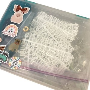 3/4 Inch White Black Gold Plastic Felt Letter Board Characters In Organizing Box