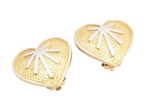 Authentic 925 Sterling Silver Vintage Earrings Gold Plated Love Hearts Clip On EG13734