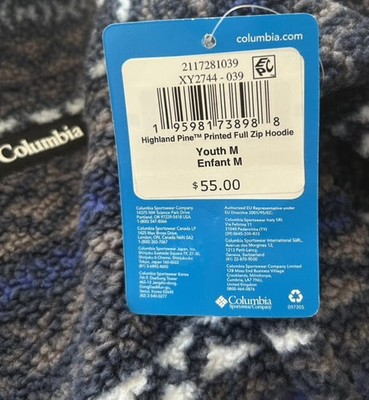 Columbia Boy's Highland Pine Full Zip Size Medium 10-12 Fleece