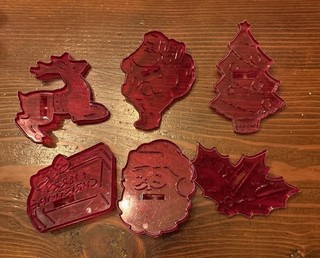Vintage HRM Red Plastic Holiday Cookie Cutters Set of 6