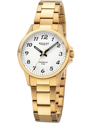 Regent 32-F-1461 Damenuhr Edelstahl gold