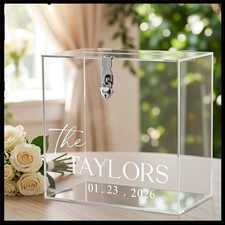 Elegant 10" Wedding Acrylic Card Box, Customizable  Lockable for Celebrations