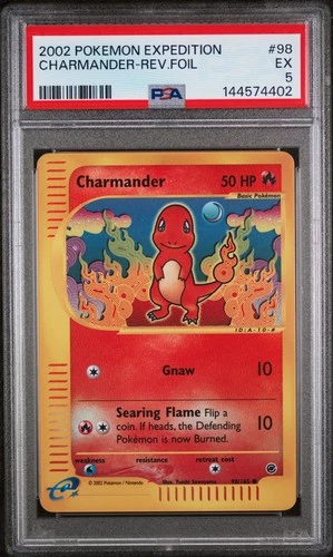 2002 POKEMON EXPEDITION #98 CHARMANDER-REVERSE FOIL PSA 5