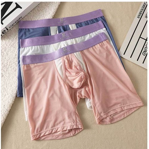Breathable Ice Silk Men's Boxer Briefs Lightweight Summer Side Opening Underwear - Picture 5 of 24