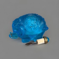 Vintage Chinese Cobalt Blue Peking Glass Snuff Bottle - Figural Elephant