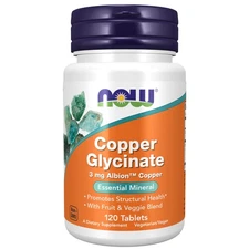 Now Copper Glycinate 120 Count Essential Mineral Supplement For Health