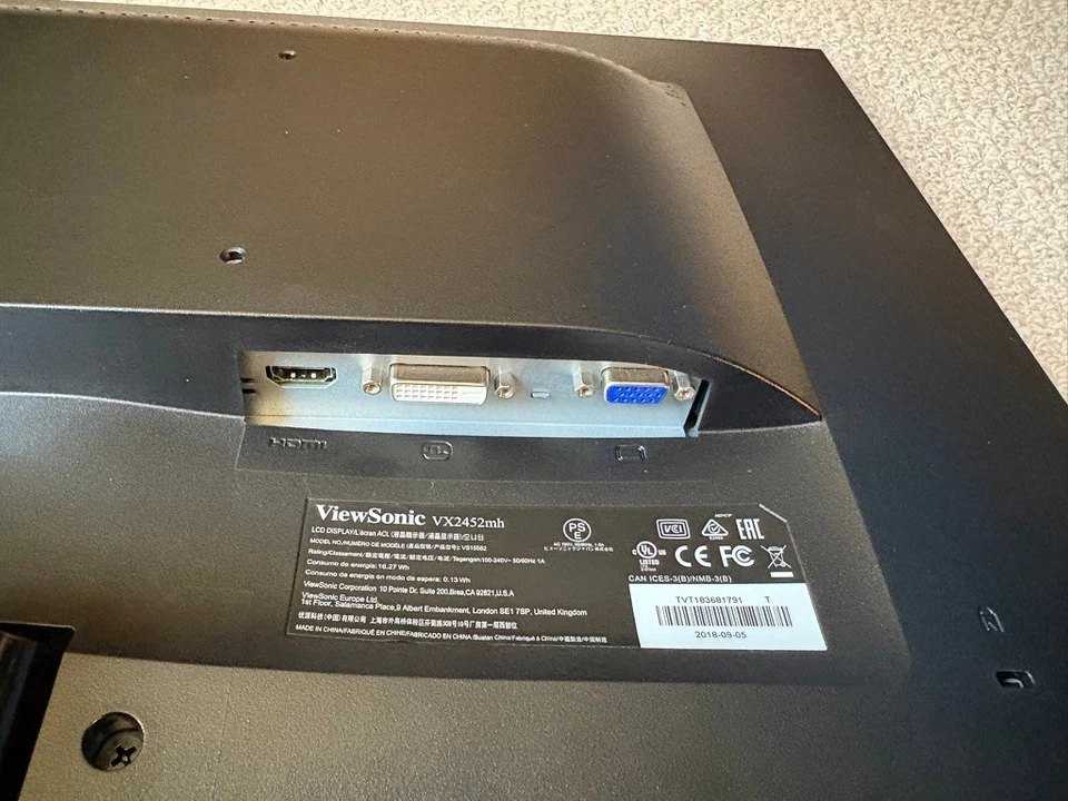 ViewSonic VX2452mh VS15562 24"  Full HD Display LED LCD Monitor - Tested - Image 4 of 4