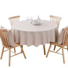 Rakila Cotton Linen Fabric Round Tablecloth Waterproof 48