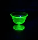 Vintage Anchor Hocking Uranium Glass Roulette / Many Windows Single Dessert Cup