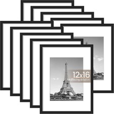 12X16 Picture Frame Set of 10, Display Pictures 8.5X11 with Mat or 12X16 Without