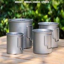 Ultralight Titanium Cup Mug Pot 750ml With Lid. Outdoor Camping Water Cup - New