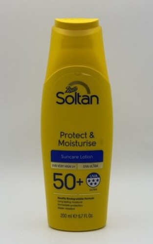 Boots Soltan Protect & Moisturise SPF50+ 200ml Sun Lotion 5 Star UVA -1