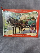 Vtg Victory Plywood Jigsaw Donkey Cart Fruit Vegies Wooden England Play board