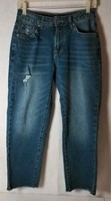 Flamingals Women's Sz XS Distressed Cropped Frayed Raw Hem Denim Boho Jeans