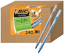 Round Stic Xtra Life Ballpoint Pens, 1mm, 120 Black 120 1 Count (Pack of 240)