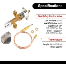 Low Pressure LPG Propane Gas Flame Failure Safety Control Valve Kit for Gas Gril