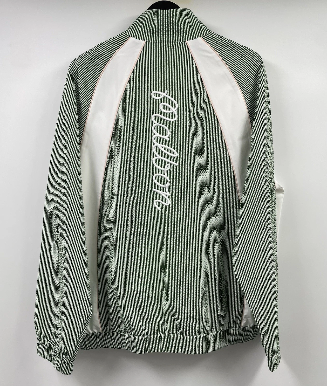 Malbon Valero Pullover Seersucker Quarter Zip Garden Green Large NWT image 1