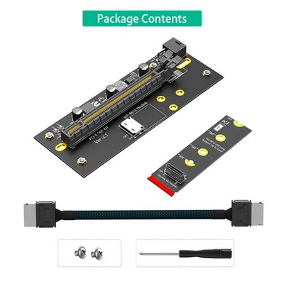 PCIe 4.0 x16 to M.2 NVMe Riser Extension Cable For 2280 Size M.2 NVMe SSD