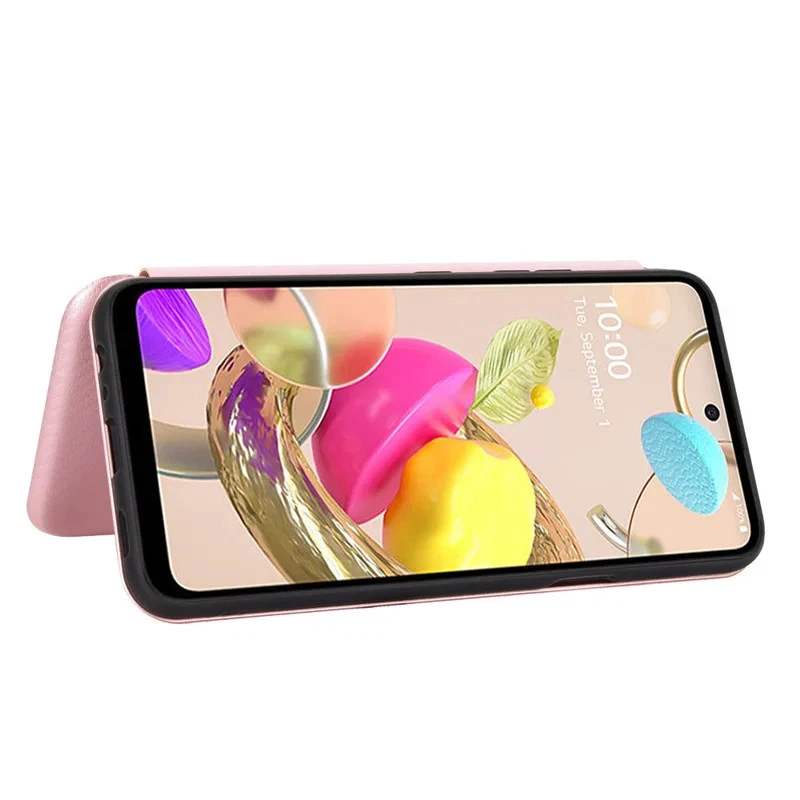 For LG K42 Luxury Flip Carbon Fiber Skin Magnetic Adsorption Case Phone Bags  - Image 3 of 4