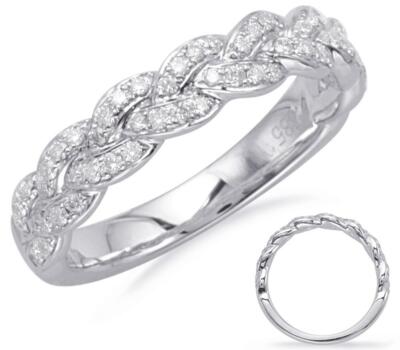 DIAMOND 14KT WHITE GOLD 3D CLASSIC WOVEN SEMI ETERNITY ANNIVERSARY  RING