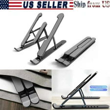 Black Portable Adjustable Plastic Laptop Stand Notebook Holder Foldable Riser