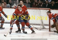 JEAN BELIVEAU & TED HARRIS Defend GUMPS NET 35mm COLOR SLIDE CANADIENS GREATS