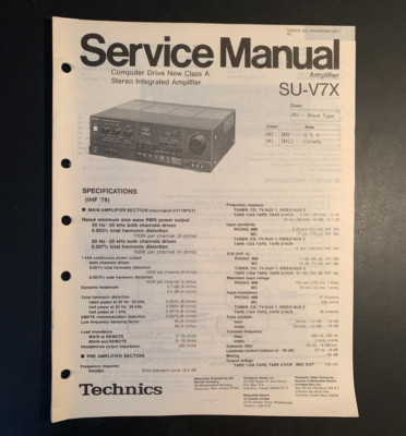 Technics SU-V7X Integrated Amplifier ORIGINAL Service Manual Technics SU-V7X Integrated Amplifier ORIGINAL Service Manual