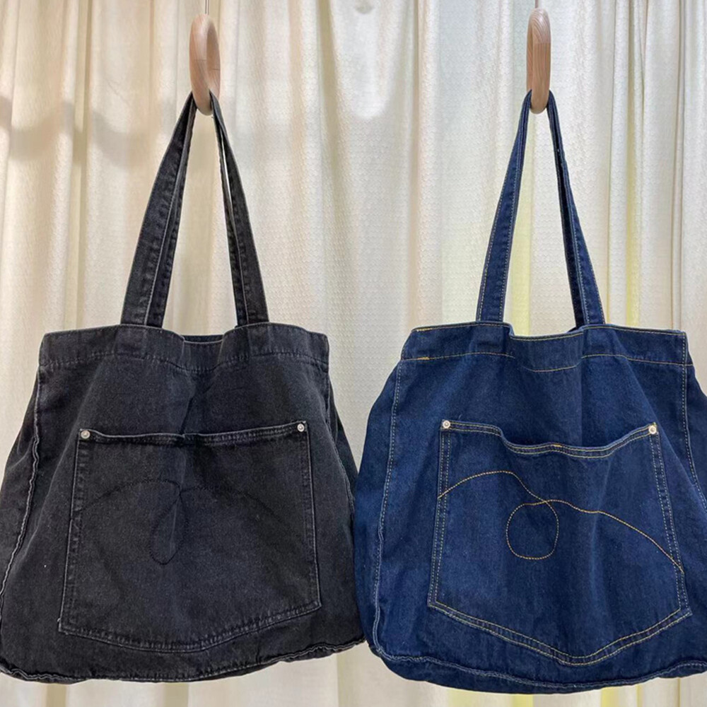 Women's Large Denim Tote Bag Casual Shoulder Bags Shopper