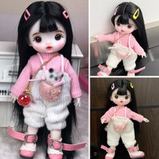 1/8 BJD Doll Mini Girl with Removable Outfit Shoes Wigs Kids DIY Cute Toy Gift