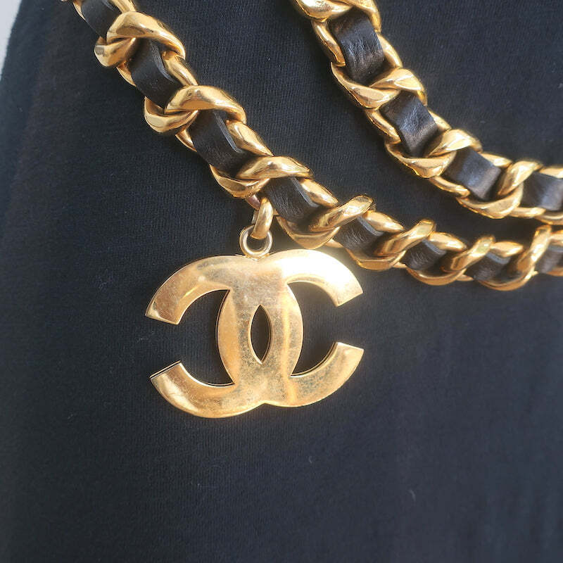 Vintage Chanel 1990 Jumbo CC Triple Draped Leather & Chain Vintage Chanel 1990 Jumbo CC Triple Draped Leather & Chain